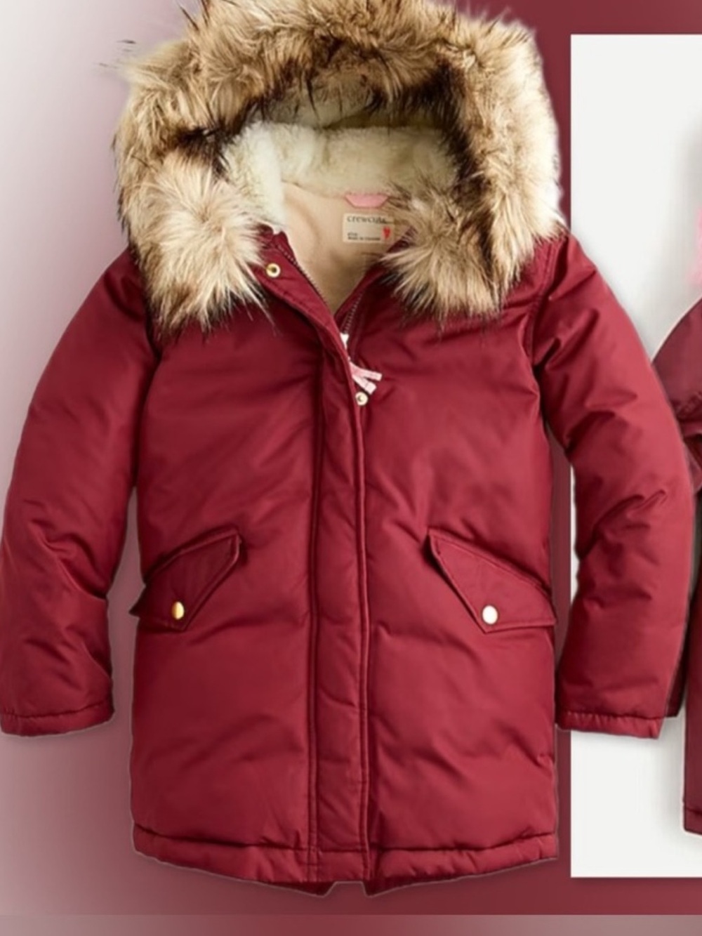 Crewcuts Fishtail Girls Parka w/ Removable Faux-Fur Trim Sherpa Jacket